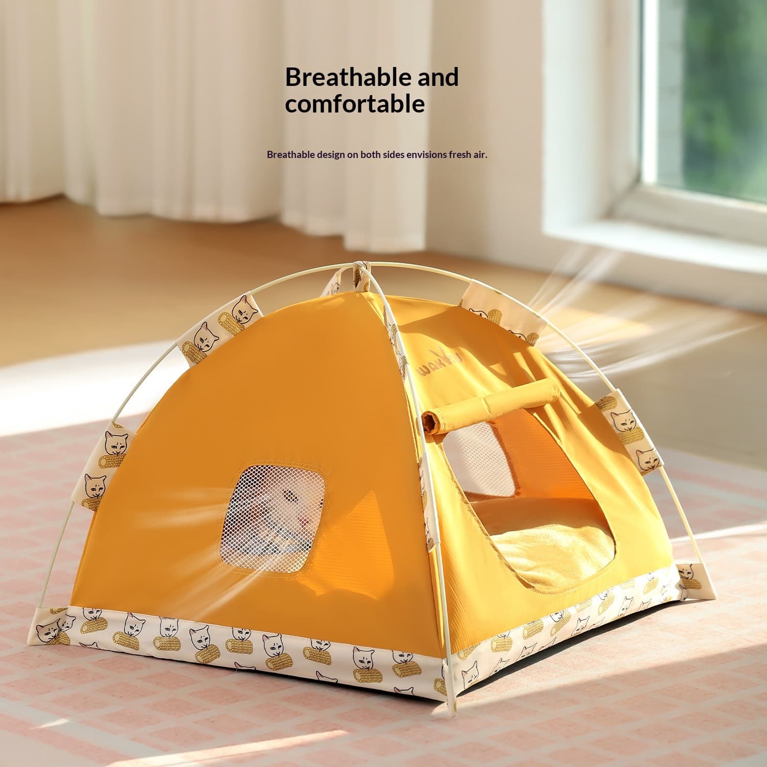 Outdoor-Katzenbett mit Windschutz – wetterfest