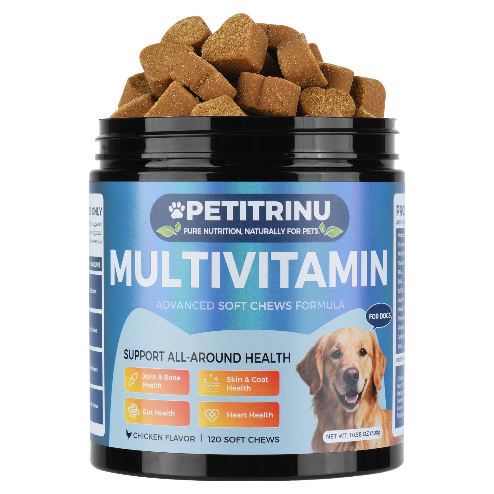 Petitrinu Hund Multivitamin Weich Chews, Chicken Flavor 120 Count, Sup