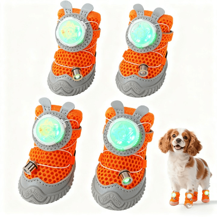 2026 New Glowing Hund Schuhe 4Pcs Led Light-Up Anti-Slip Paw Protector