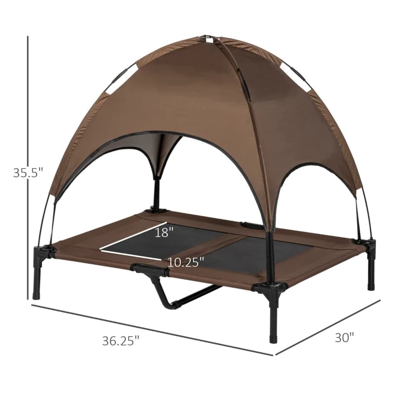 Pawhut Erhöht tragbar Hund Cot Tier Bett mit Uv Schutz Dach Sha