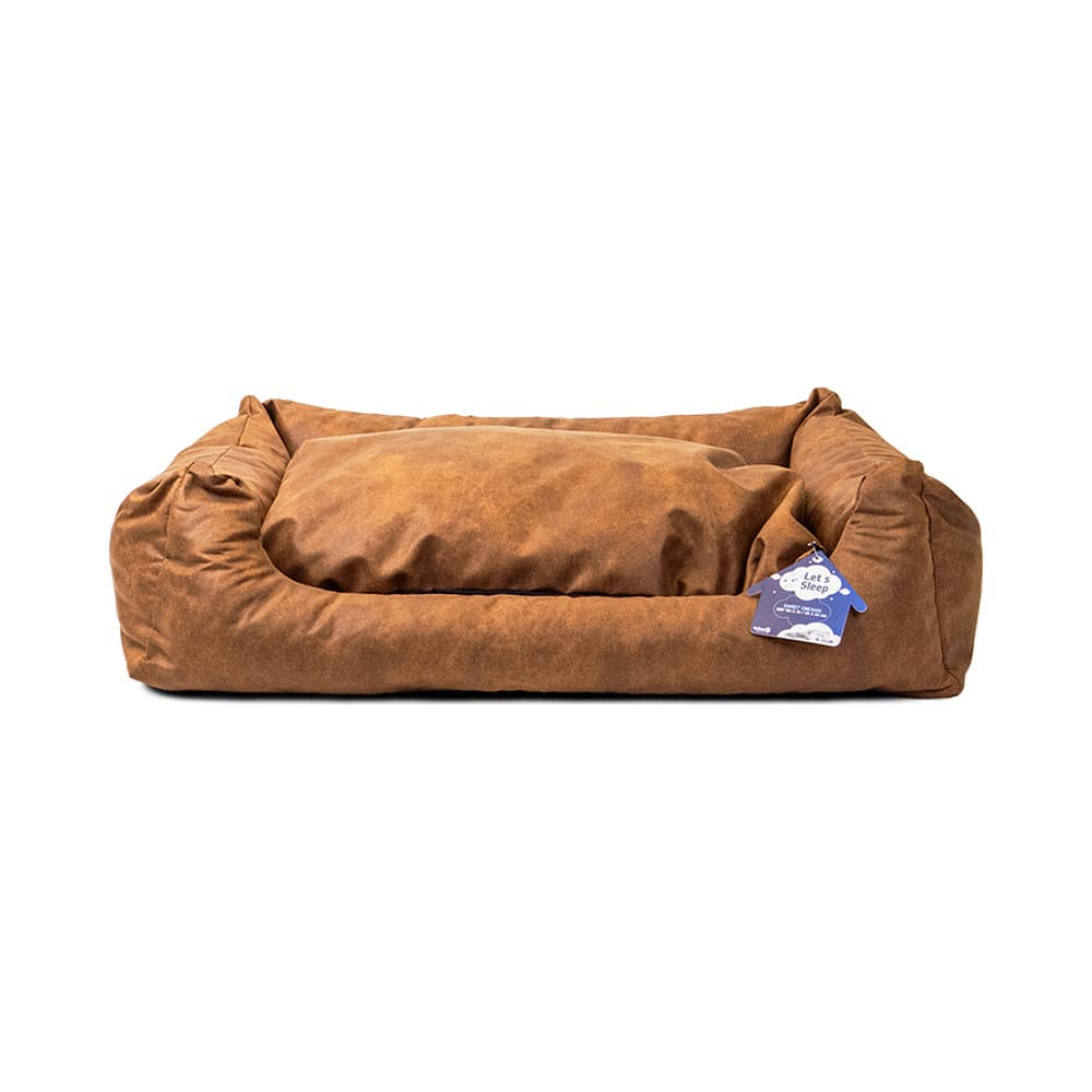 Let's Sleep Sweet Dreams Hundebett XL mit Kissen – Cognac