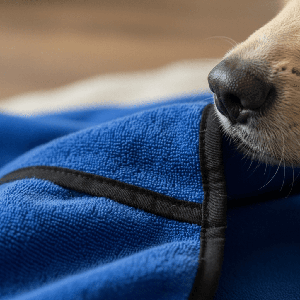 Mikrofaser Hundehandtuch – ultra-saugfähig – Dunkelblau – Größe XL 3