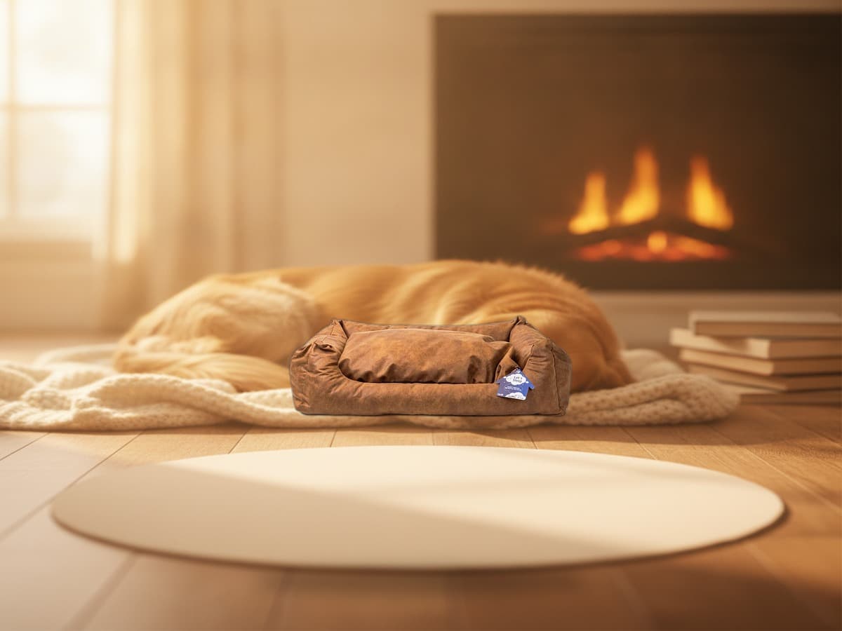 Let's Sleep Sweet Dreams Hundebett XL mit Kissen – Cognac – Produktbild