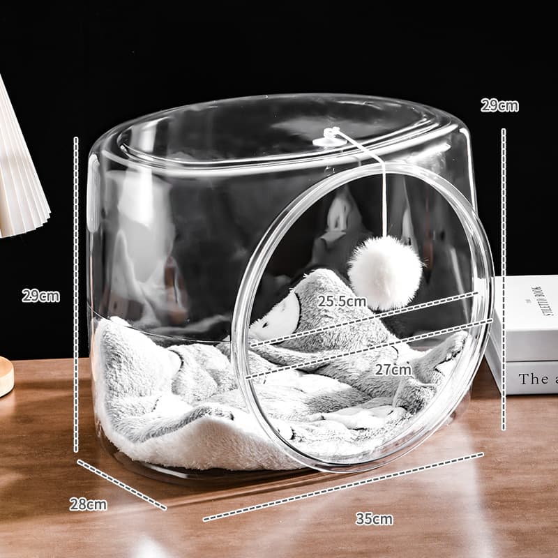 Katzenbetten-Transparentes Heckgehege - Kugelball (Eckiger) – Cat Bed Blanket Cat Teaser Toy 4