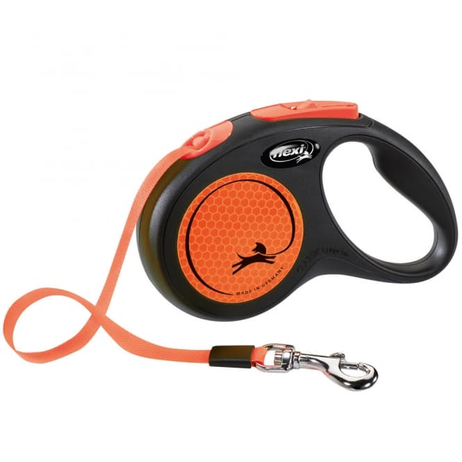 Flexi New Classic Neon Gurt-Roll-Leine - S / Orange: Produktbild