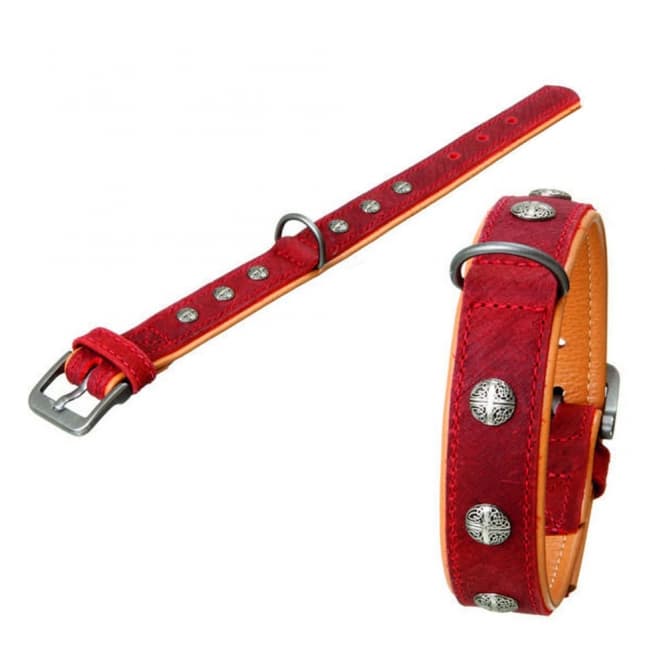 Karlie BUFFALO ORIENTAL Halsband - Dunkelrot/Natur - 30 mm / 40 cm: Produktbild