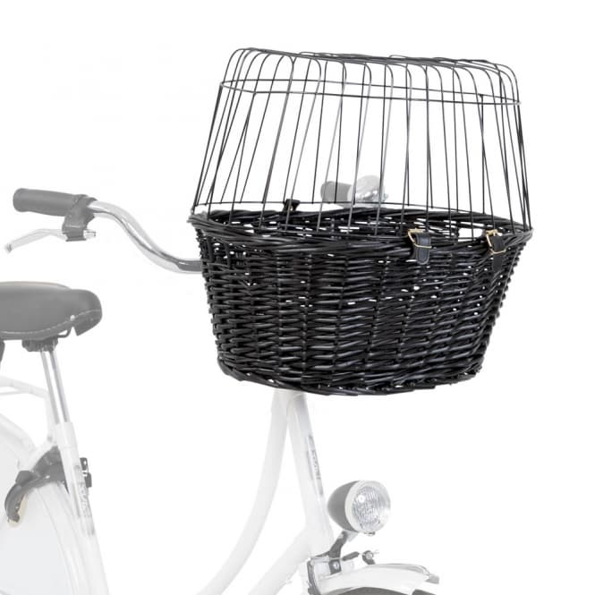 Trixie Fahrradkorb aus Weide mit Gitter - schwarz: Produktbild