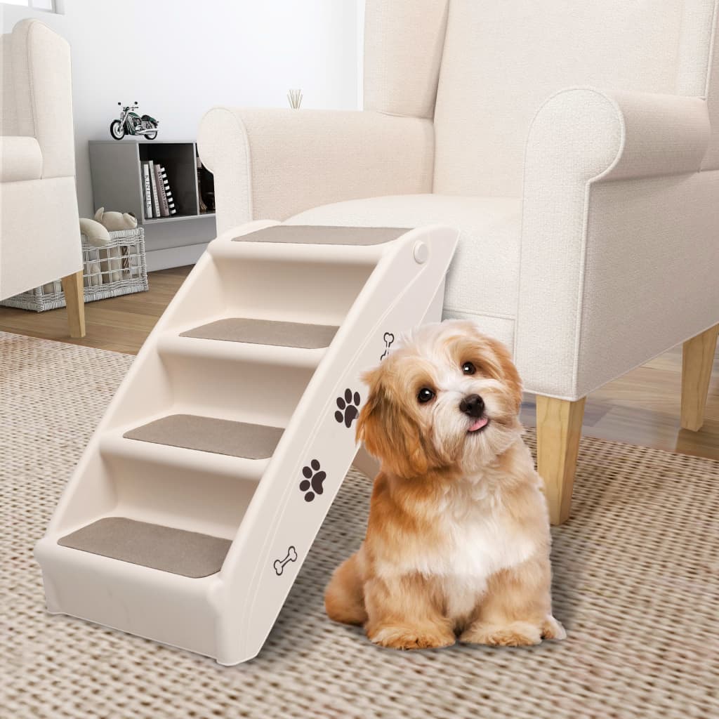 Faltbare Hundetreppen Creme, 62x40x49,5 cm