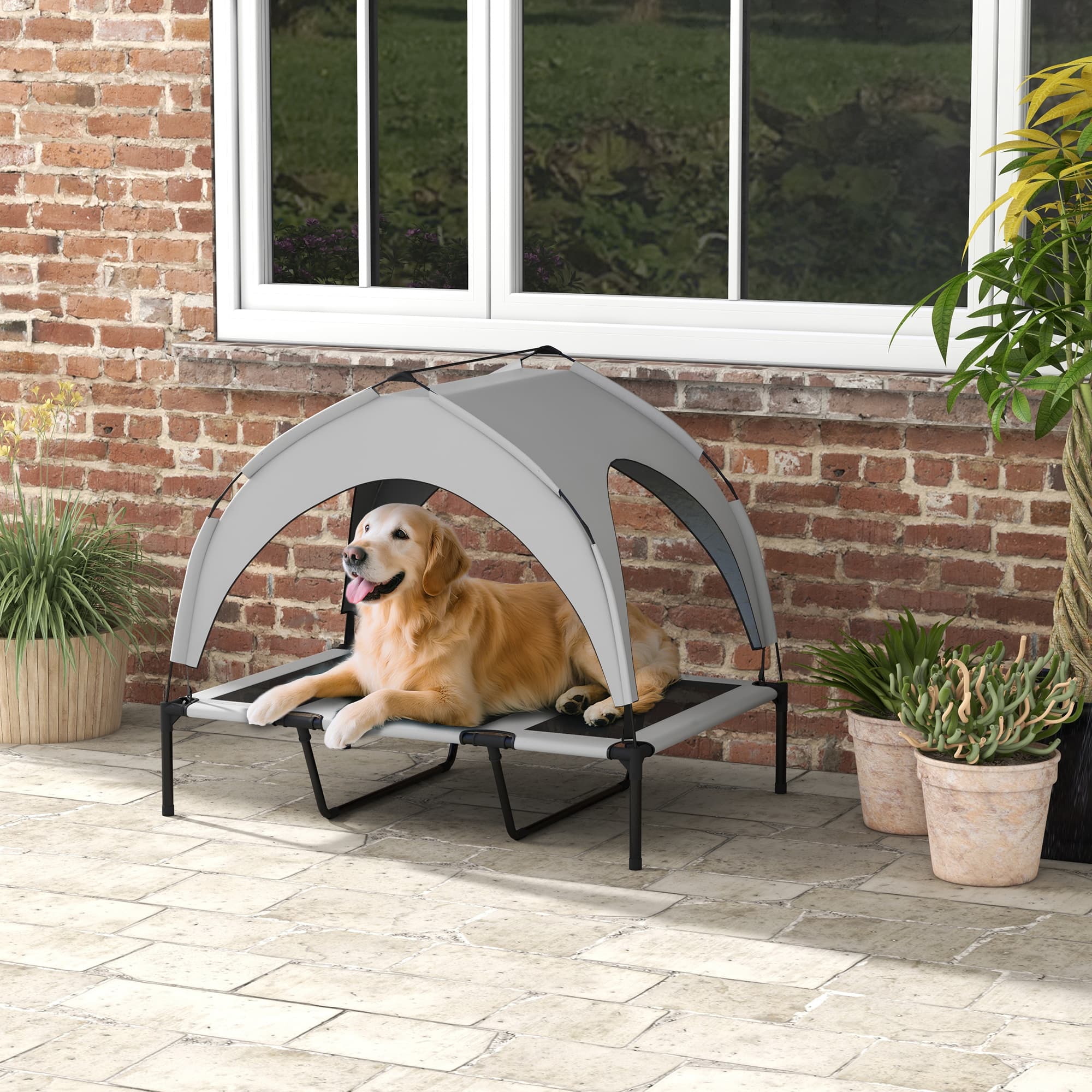 Erhöht Hund Bett mit Dach, erhöhte Outdoor Tier Bett für Camping Wit