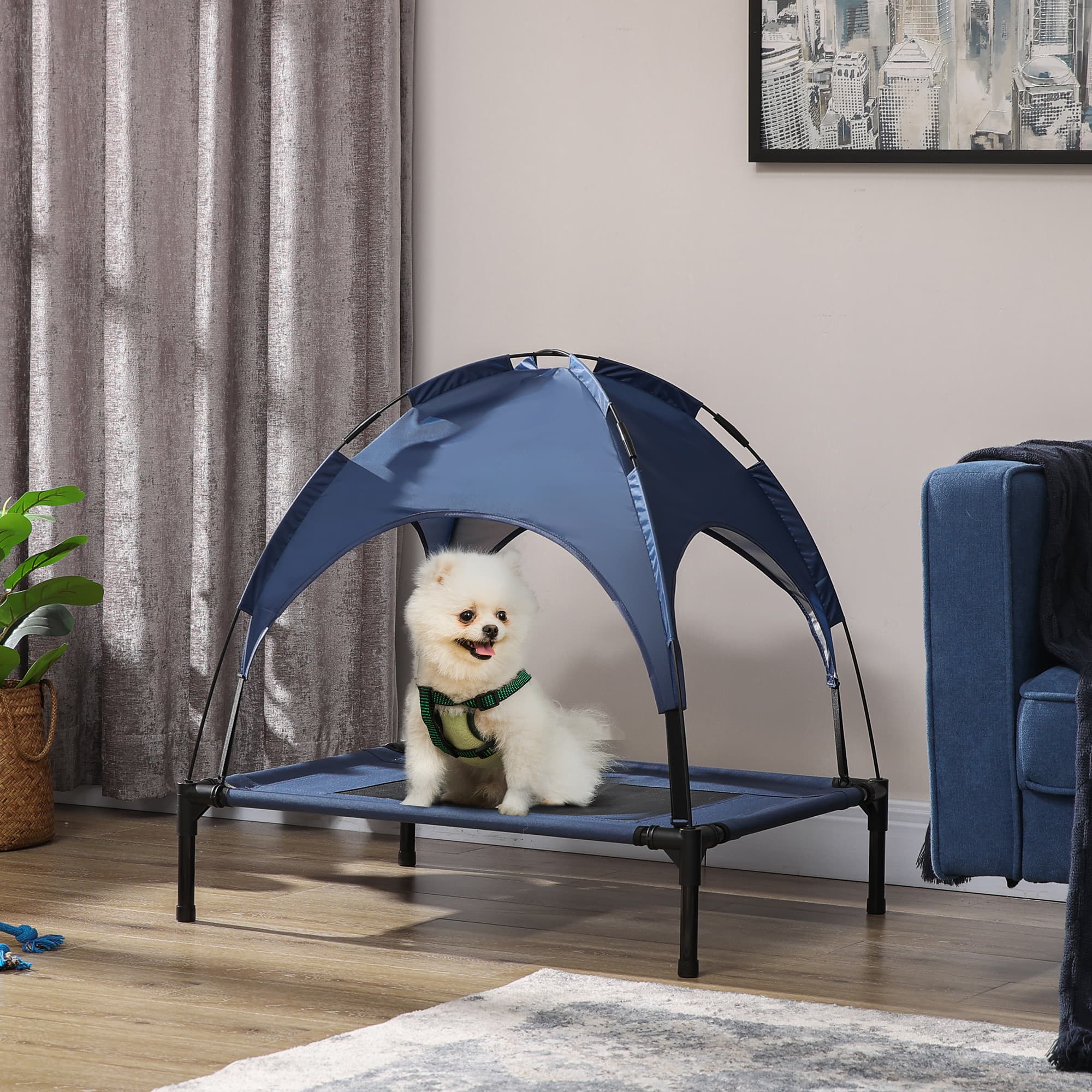 Erhöht tragbar Hund Cot Tier Bett mit Uv Schutz Dach Shade, 30