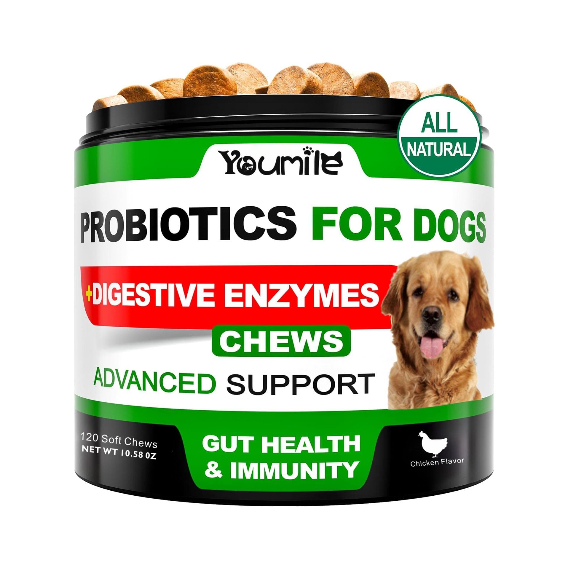 Youmile Probiotics für Hunde Weich Chews für Seasonal Allergies, Gut,