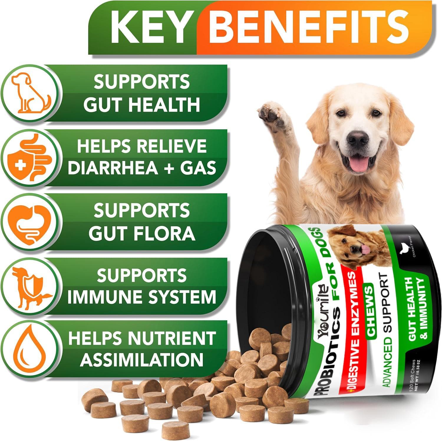 Probiotika für Hunde – bei saisonalen Allergien, Kausnacks – Produktbild