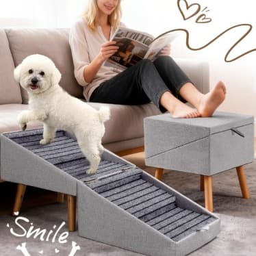 Tier Stufe und Kletter Leiter 2-im-1 faltbar aus Holz Hund Stufen Hund