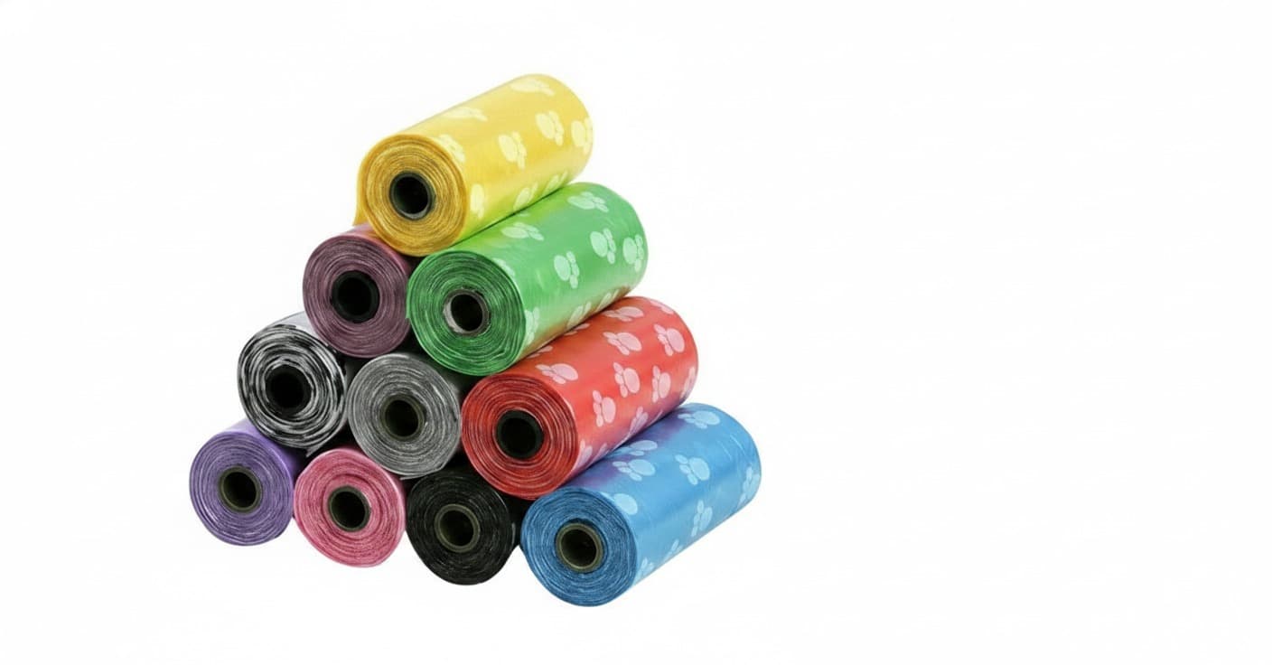750 biologisch abbaubare Hundekotbeutel – bunt gemischt: Produktbild