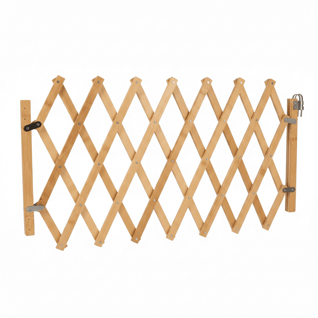 Ausziehbares Holz-Hundegatter – Sicherheitsbarriere für Türen & Treppen – Produktbild