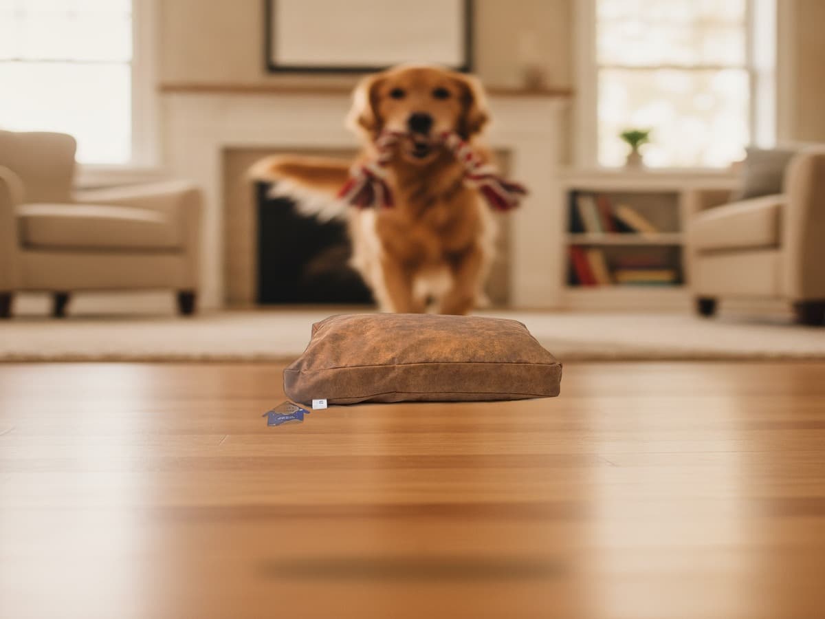 Let's Sleep Hundebett XL Plüschkissen – Cognac – Produktbild