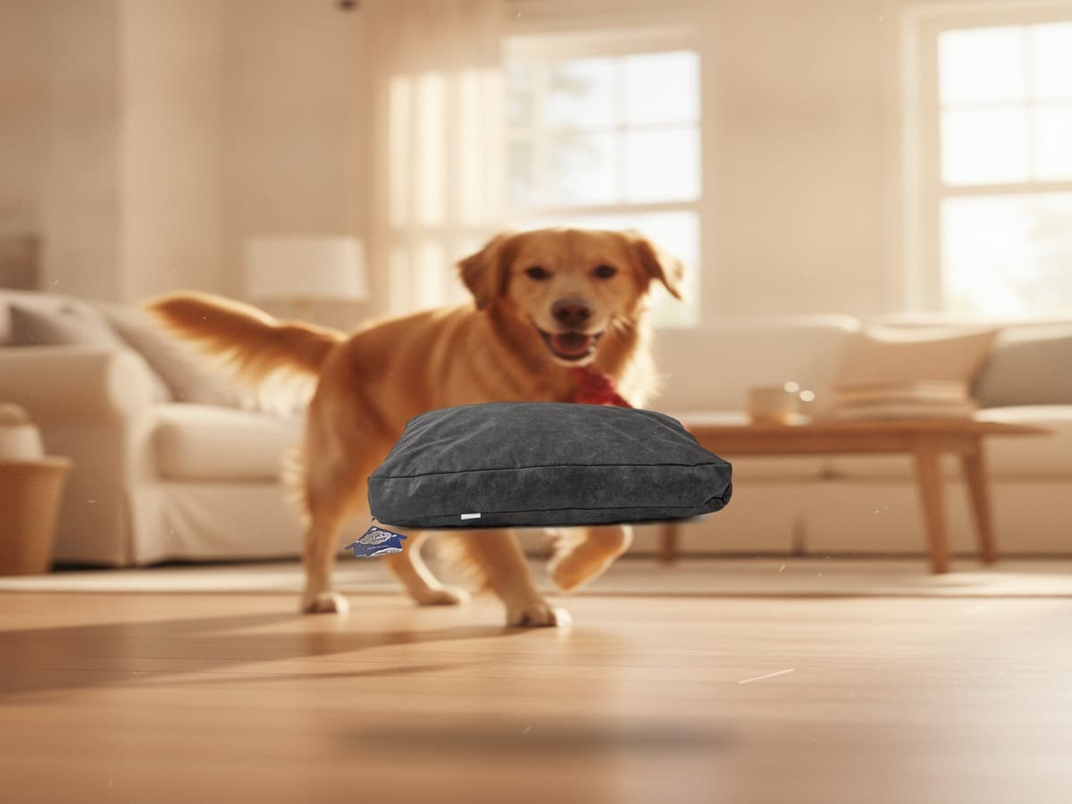 Let's Sleep Hundebett XL Plüschkissen – Anthrazit – Produktbild